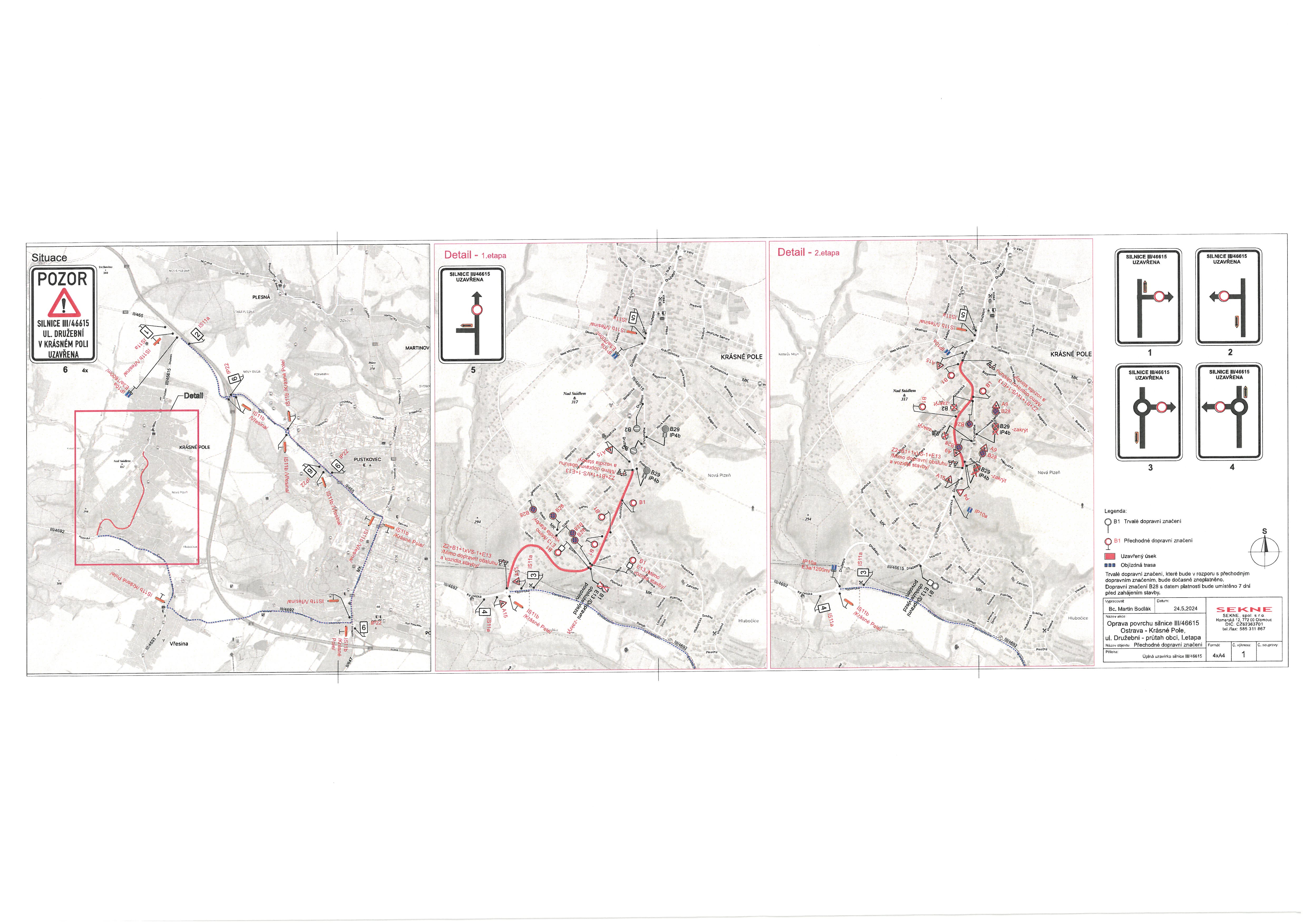 Mapa dotčené komunikace